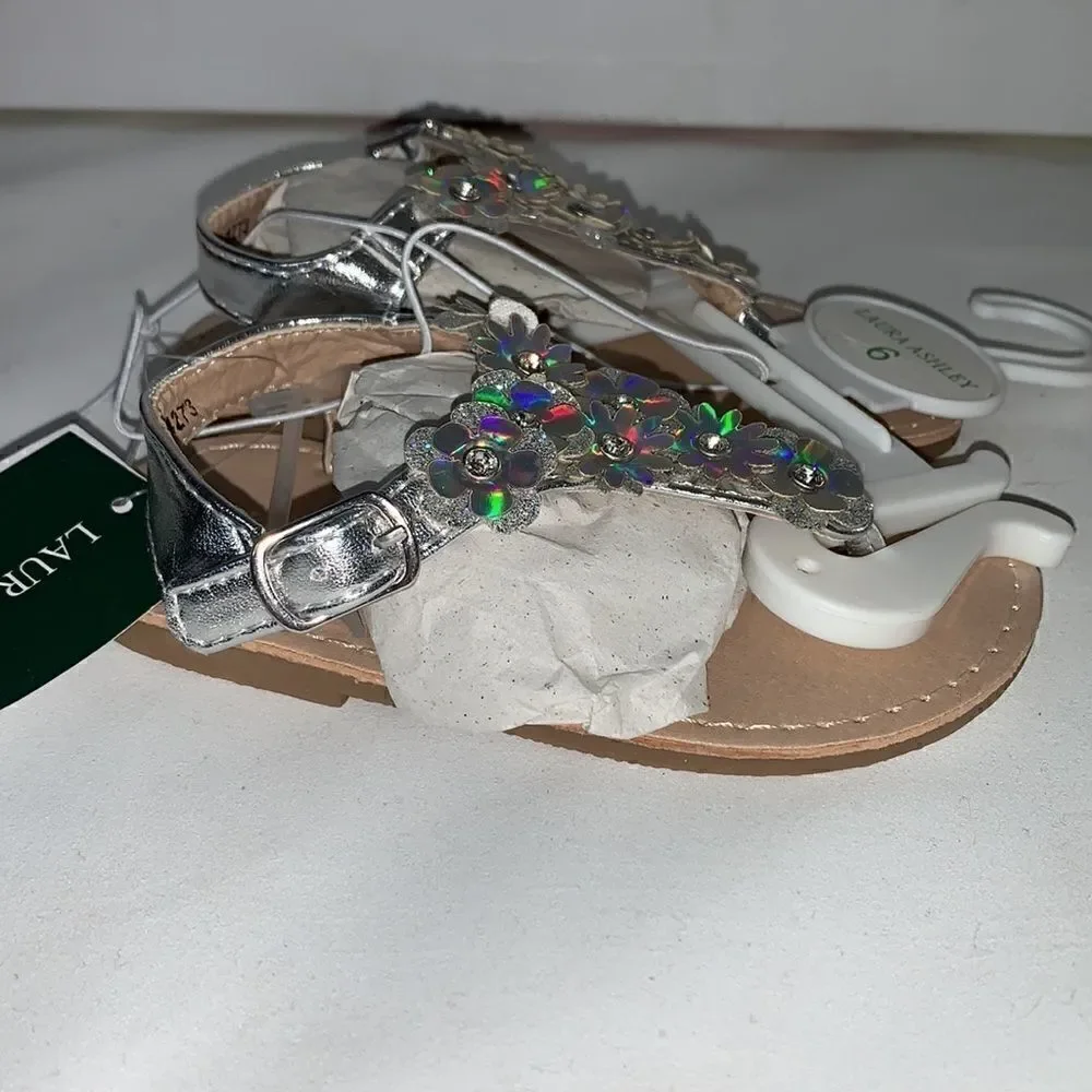NWT Laura Ashley kids Holographic Sandals